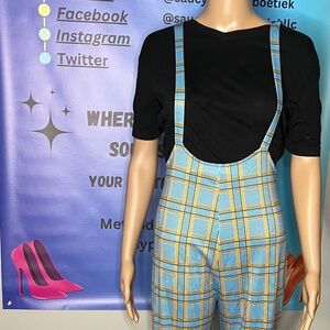 ***SOLD***Plaid suspender jumpsuit